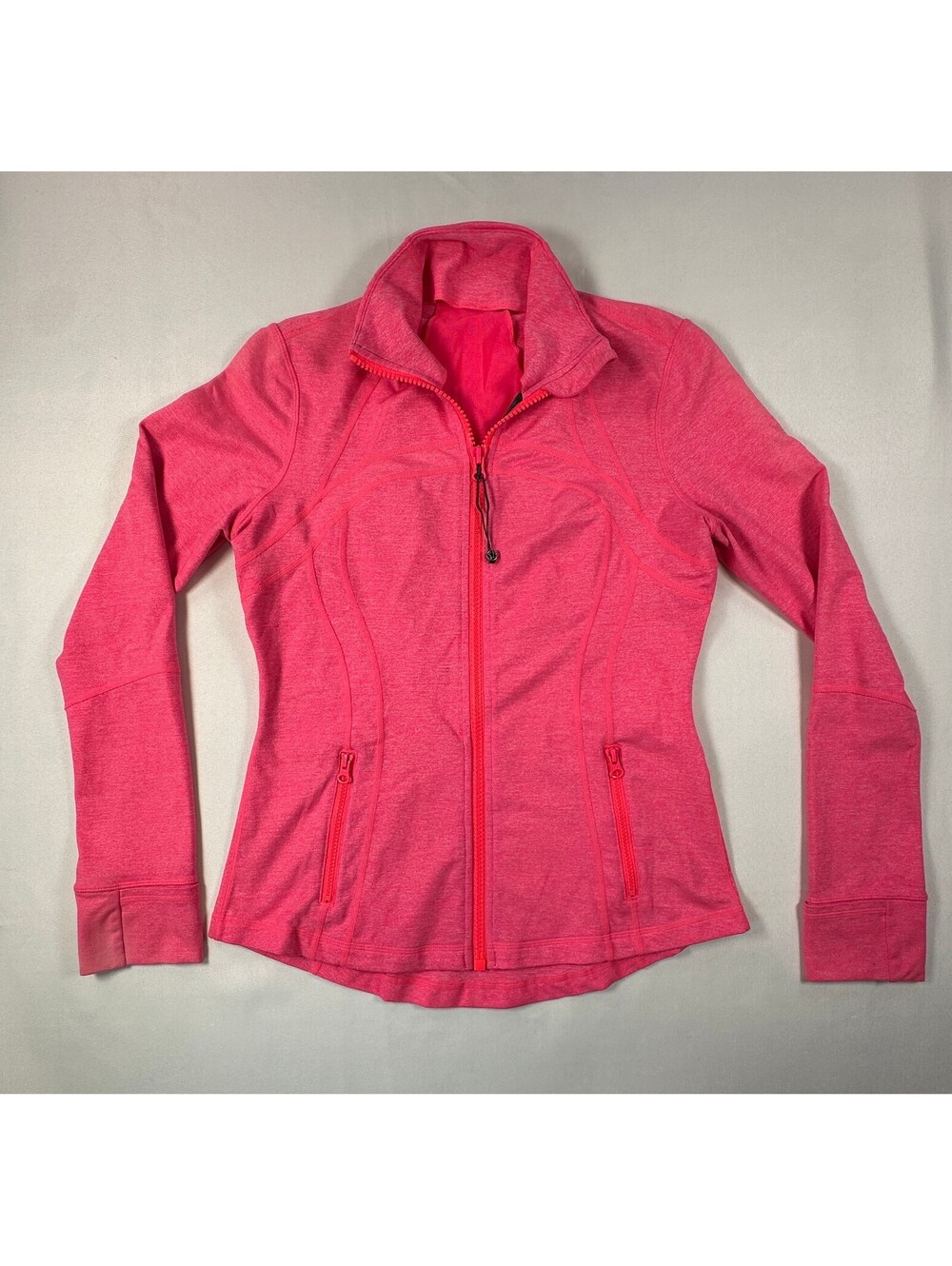 Lululemon Define Jacket Size 10 Pink Heathered Luon Full Zip Thumbholes Yoga